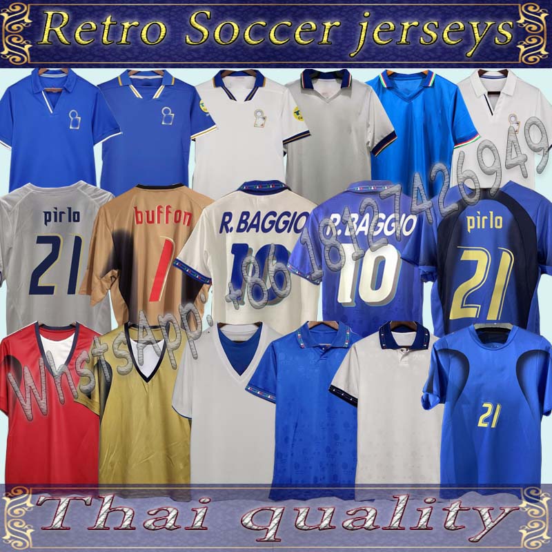 

1982 Italy Retro soccer Jersey 1990 1996 1998 2000 HOME FOOTBALL 1994 Maldini Baggio Donadoni Schillaci Totti Del Piero 2006 Pirlo Inzaghi buffon, Black;yellow