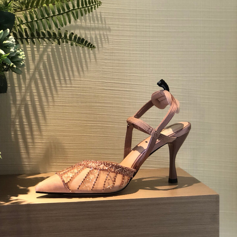 

Top Quality Embroidered Ankle-Strap shoes pink high-heeled slingbacks pumps spool heels women's Luxury Designers Dress shoe Evening heel sandals factory footwear, Gift(not sold separately)