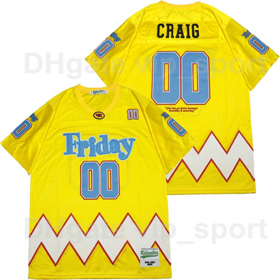 

Movie Football 00 Craig Jones Friday Jersey Men Sport Pure Cotton Breathable Stitched And Embroidery Color Yellow Team Top Quality On Sale, 00 yellow