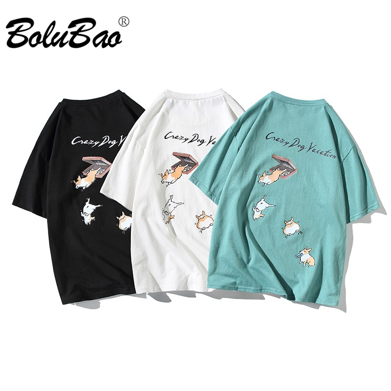 

BOLUBAO Men Hip Hop T Shirt Streetwear Japanese Harajuku Funny Dog T-Shirt Summer Short Sleeve Tops Tees Print Tshirts 210518, Black