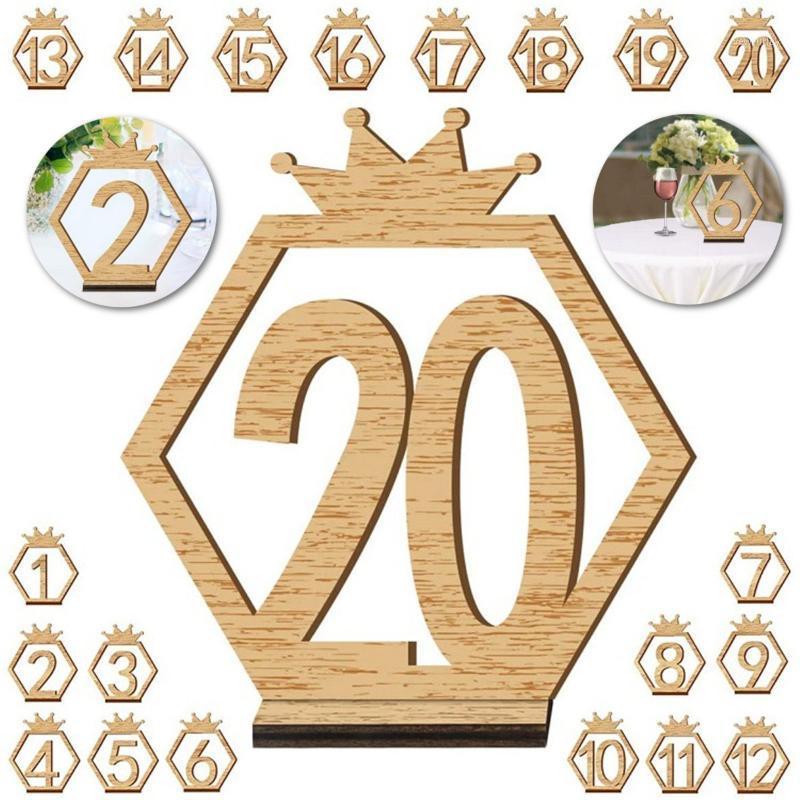 

Party Decoration 1-20 Numbers Wood Signs Wedding Hexagon With Crown Table Number Wooden Rustic Engagement Seat Sign