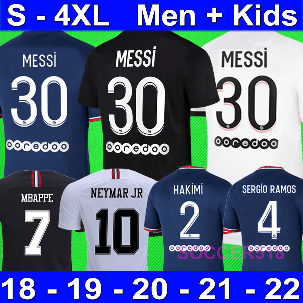 

S - 4XL MESSI MBAPPE HAKIMI SERGIO RAMOS soccer jersey ICARDI Maillots football shirts 2021 2022 MARQUINHOS kids kits uniforms enfants XXXXL enfants DI MARIA TOP, A11