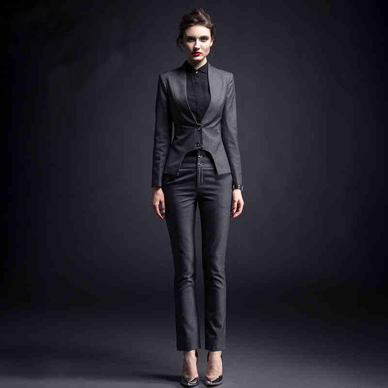 

Women's Suits & Blazers 2 Pieces Set Formal Pant Suit With Pocket Women Work Wear Office Lady Uniform Style Business Jacket Loose Pants, Black