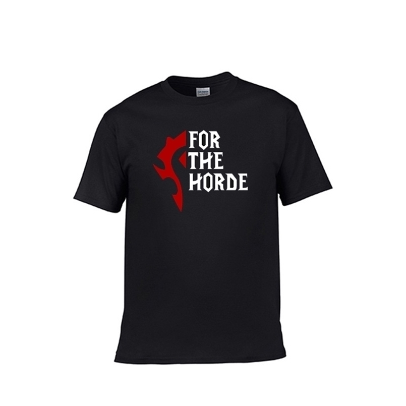 

men's 100% cotton t shirt basic tshirts short sleeve unisex tee WOW For The Horde t-shirts mens black women's T 210716, White horde