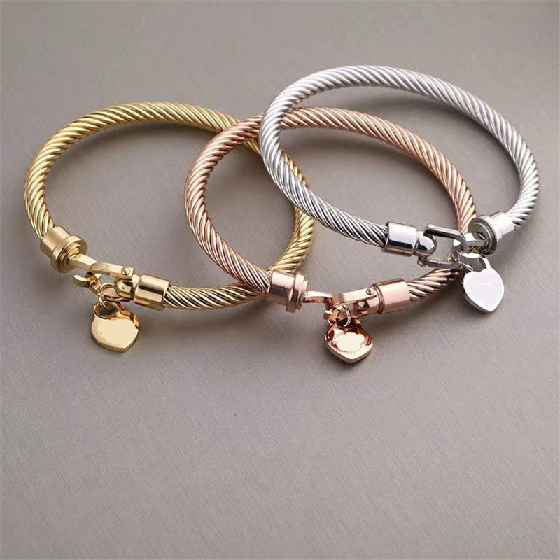 

Drop Jewelry Women Rose Bracelet Bangles Titanium steel Gold Bracelets For Birthday Gift
