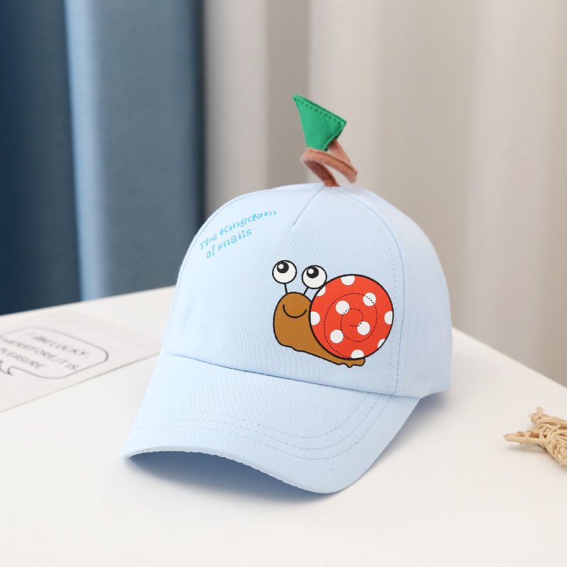 

2021 Spring Summer new style Cartoon snail cotton Casquette Baseball Cap Adjustable Snapback Hats for child boy and girl 132, Blue;gray