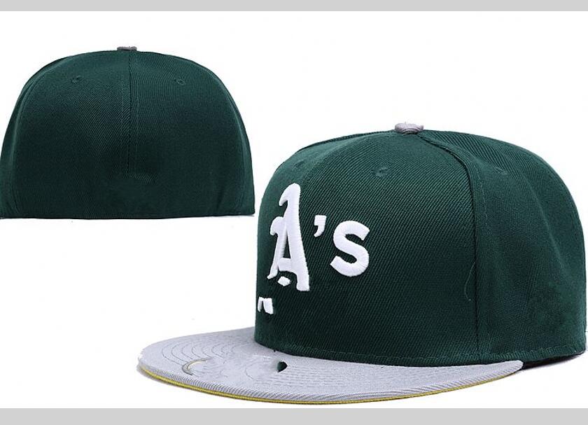 

Men's Oakland A's Flat Hat Green Color White LetterVisor on field All Team Sport Baseball Fitted Hats sox Fan's Hip H, Blue;gray