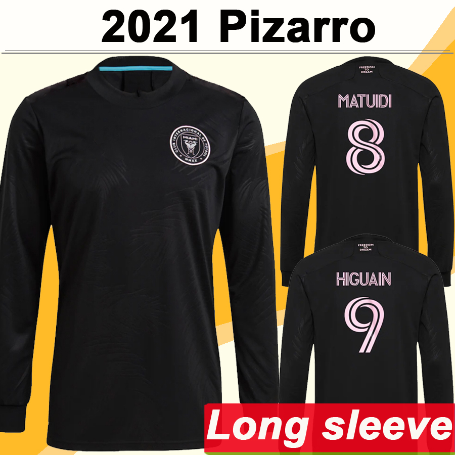 

2021 Inter Miami CF BECKHAM Long Sleeve Mens Soccer Jerseys PIZARRO PELLEGRINI TRAPP Away Black Football Shirt Short Sleeve Uniforms, Cx3315 2122 home ml patch