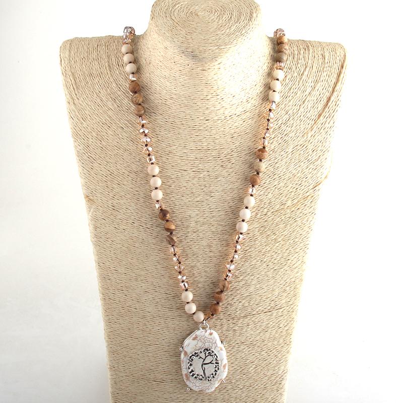 Pendant Necklaces Md Fashion Bohemian Tribal Jewelry Crystal / Stone Long Knotted White For Women-image-709029858
