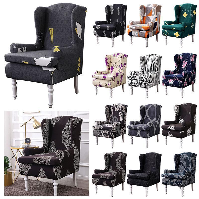 

Spandex Wing Back Chair Cover Single Sofa Removable Armchair Slipcover Printed Elastic Protector Home Decor