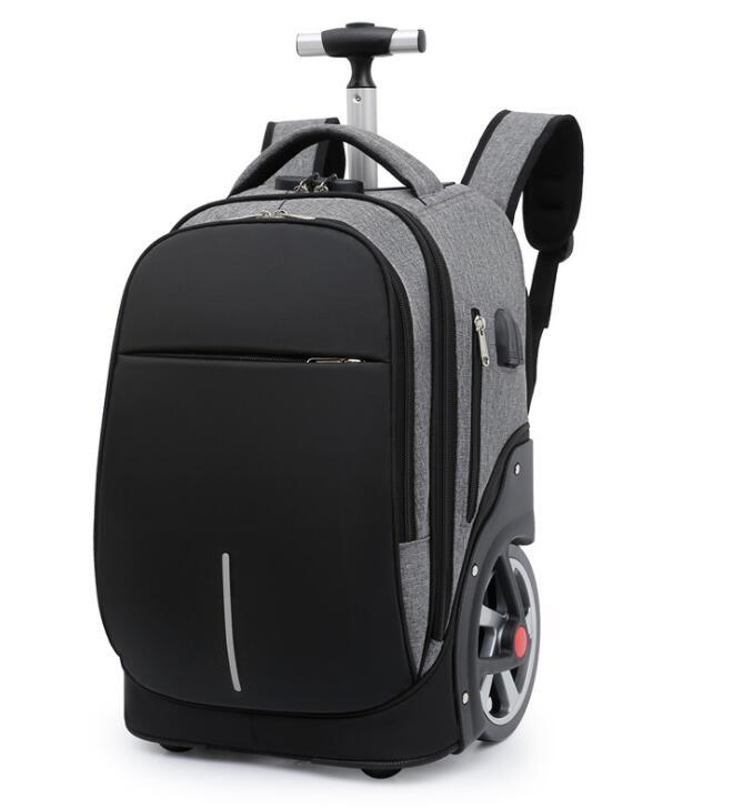 

Inch School Trolley Backpack Bag For Teenagers Large Wheels Travel Wheeled On Trave Rolling Luggage Bags, Black