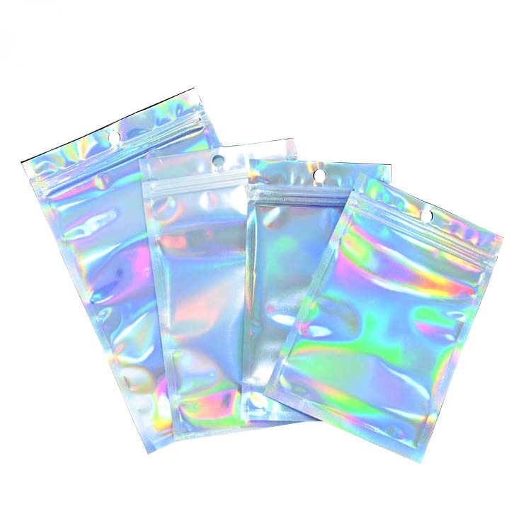 

Holographic Rainbow Color Mylar Packing Bags by Space Seal Resealable Food Safe Bag Customize Accept For Big Orders