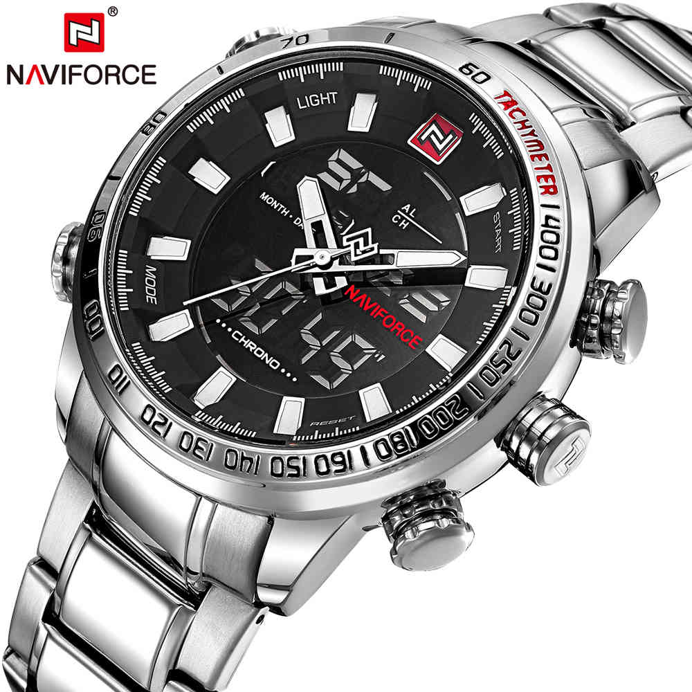 

NAVIFORCE Luxury Brand Mens Quartz Analog Watch Men Fashion Sport Wristwatch Waterproof Stainless Male Clock Relogio Masculino 210517, Silver white