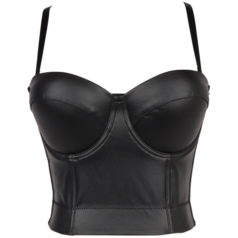 

Camisoles Tanks designer PU Pearl Beads Bra Corset Sexy Bar Club Party DJ Female Dancer Black White Beading Bustier Crop Top Stage Wear NightClub belly Rivet