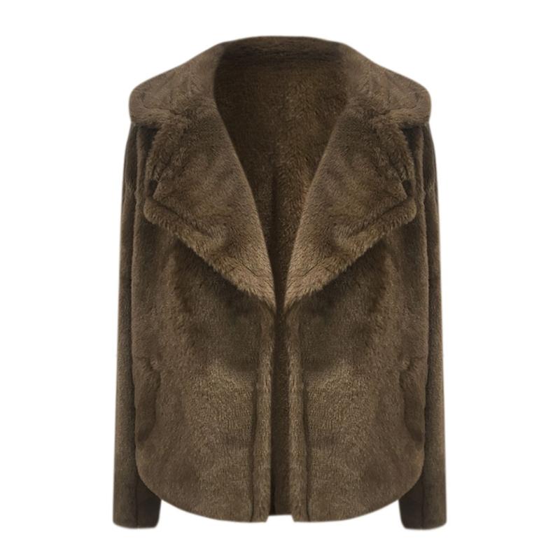 

Women's Fur & Faux Casual Jacket Winter Warm Parka Outwear Ladies Coat Overcoat Lapels Oversized Plush Big Size 11.1, Black