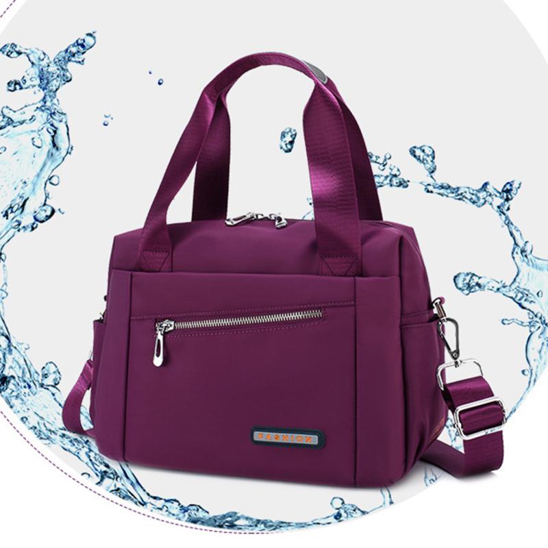 

Cross Body Oxford Trip HandBag Waterproof Shopping Bag For Women More Zippers Hobos Preppy Style Shoulder, Purple