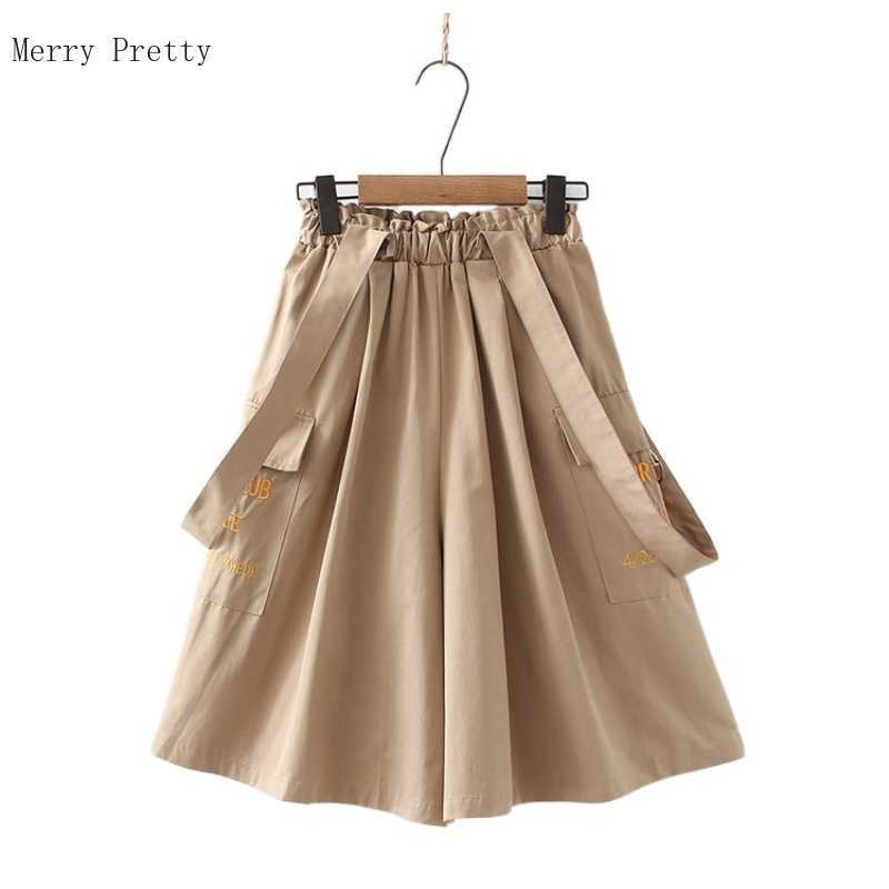 

Women Strap Shorts Skirts Summer Hight Waist Letter Embroidery Cotton Sweet Style Korean Ladies Pocket Bottoms 210526, Khaki