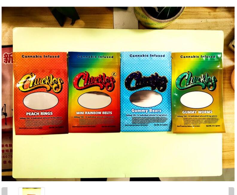 

2021J 420 Smell Mylar proof Chuckles bag infused 50mg peach rings gummies exotic 710 edibles package sfg