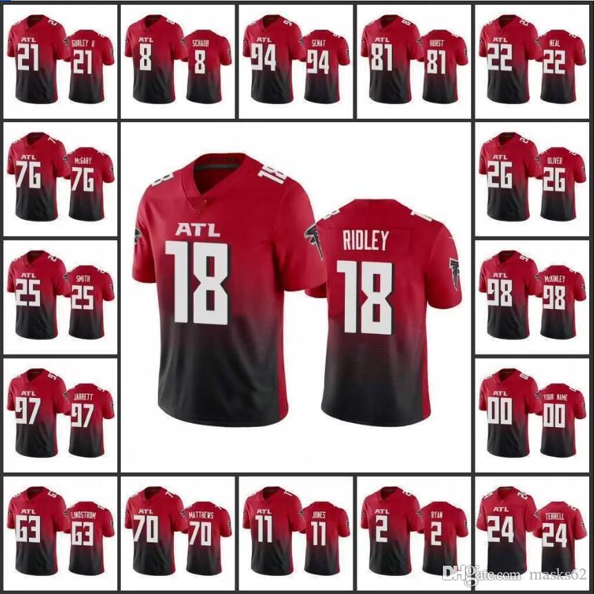 

Football Jerseys Atlantas Falcons's Men #11 Julio Jones 25 Ito Smith 21 Todd Gurley II Women Youth Red Custom 2nd Alternate Limited J, Black;red