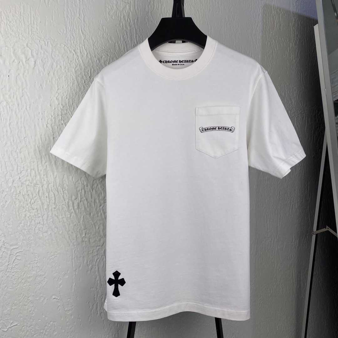 

Chrome/hearts Hearts/Chrome / cross short sleeve top pocket cotton t-shirt men' and women' wear WL7D, White