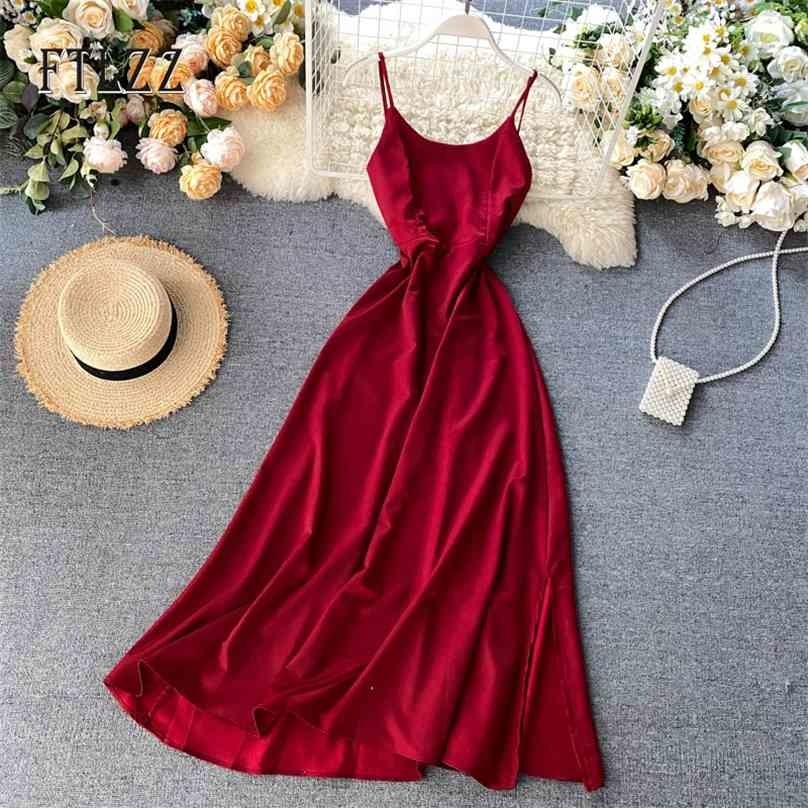 

Sexy Backless Dress Women Slim Beach Wear Long Robe Vestidos Mujer Summer Boho Spaghetti Strap Black Party Dresses 210525