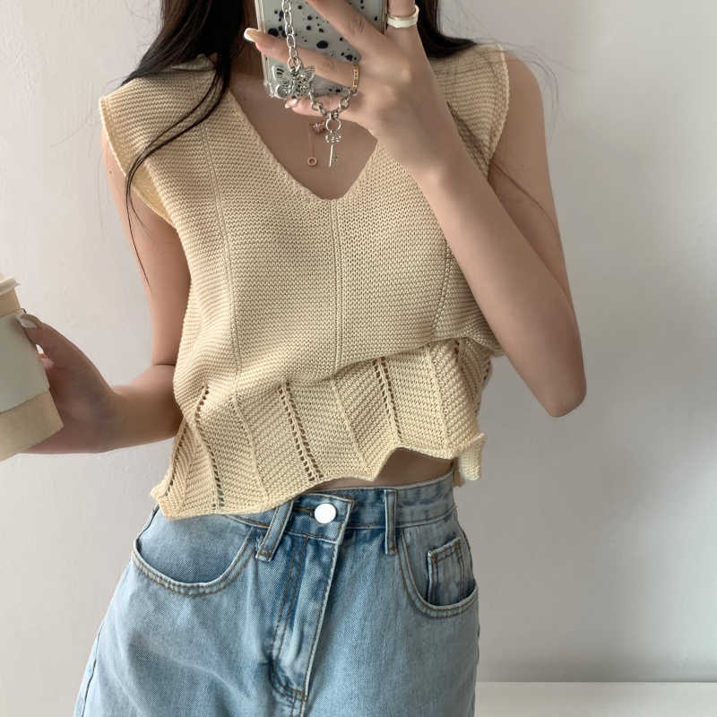 

Summer White Blouse V-neck Sleeveless Sweater Casual Hollow Out Sexy Women Blouses Tops Office Blusas Mujer De Moda 14679 210527