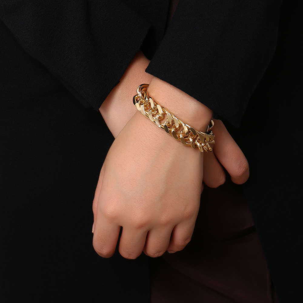 

Hand catenary Jewelry personality simple hand ornament female exaggeration thick chain geometric punk versatile Bracelet, Black