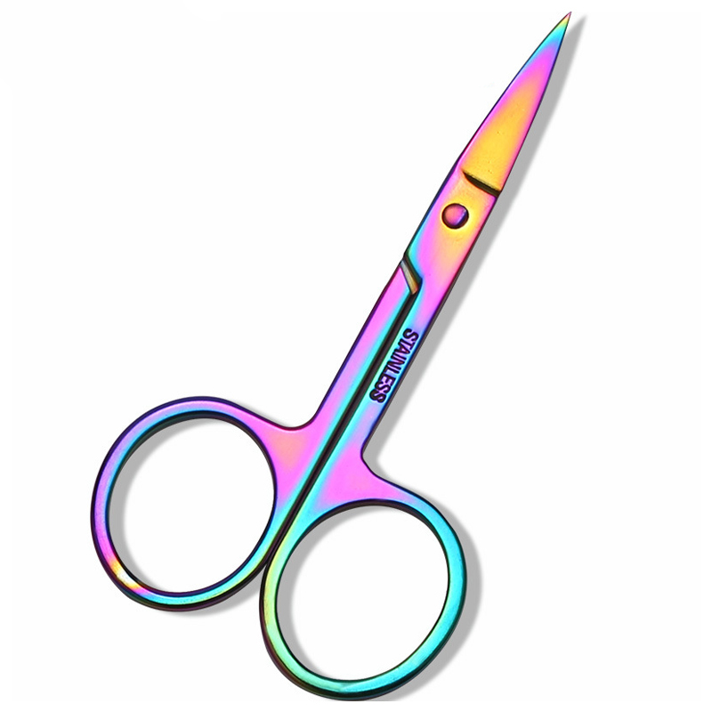 1PC Stainless Steel Eyebrow Trimmer Scissors Eye Brow Shaver Knife Hair Removal Beauty Makeup Tools Bright Colorful