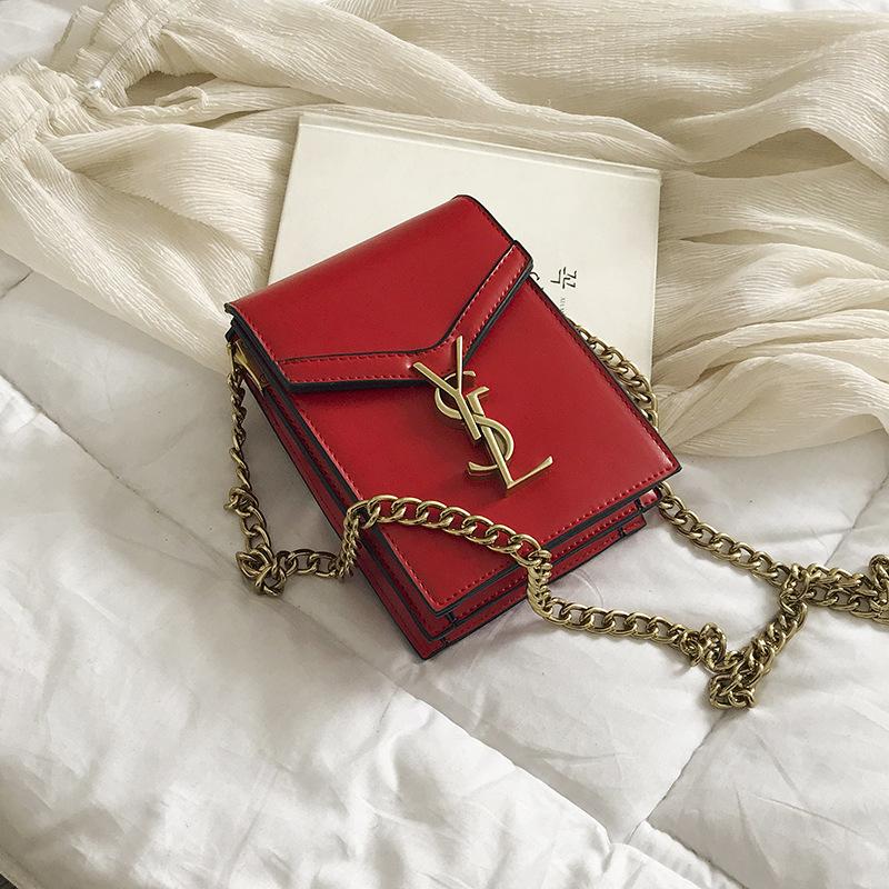 

Spring Texture Mobile Phone Bag Shoulder Messenger Chain Small Square Trusted Sweet Lady Cross Body