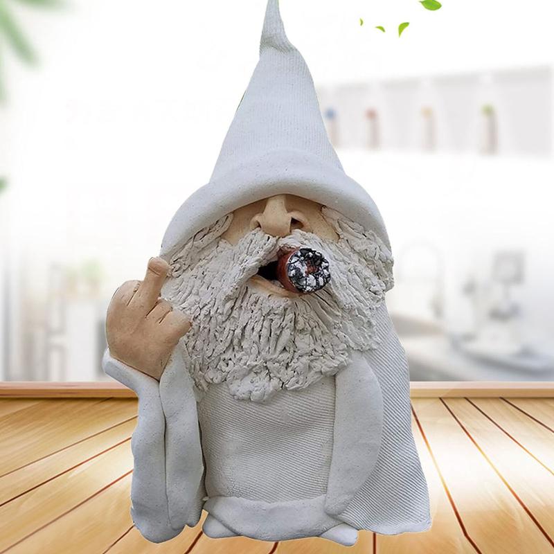 

Funny Smoking Dwarf Garden Sculpture Ornaments Scornful Wizard Gnome Statue Indoor Outdoor Figurine For Home Yard Decoration Decorations