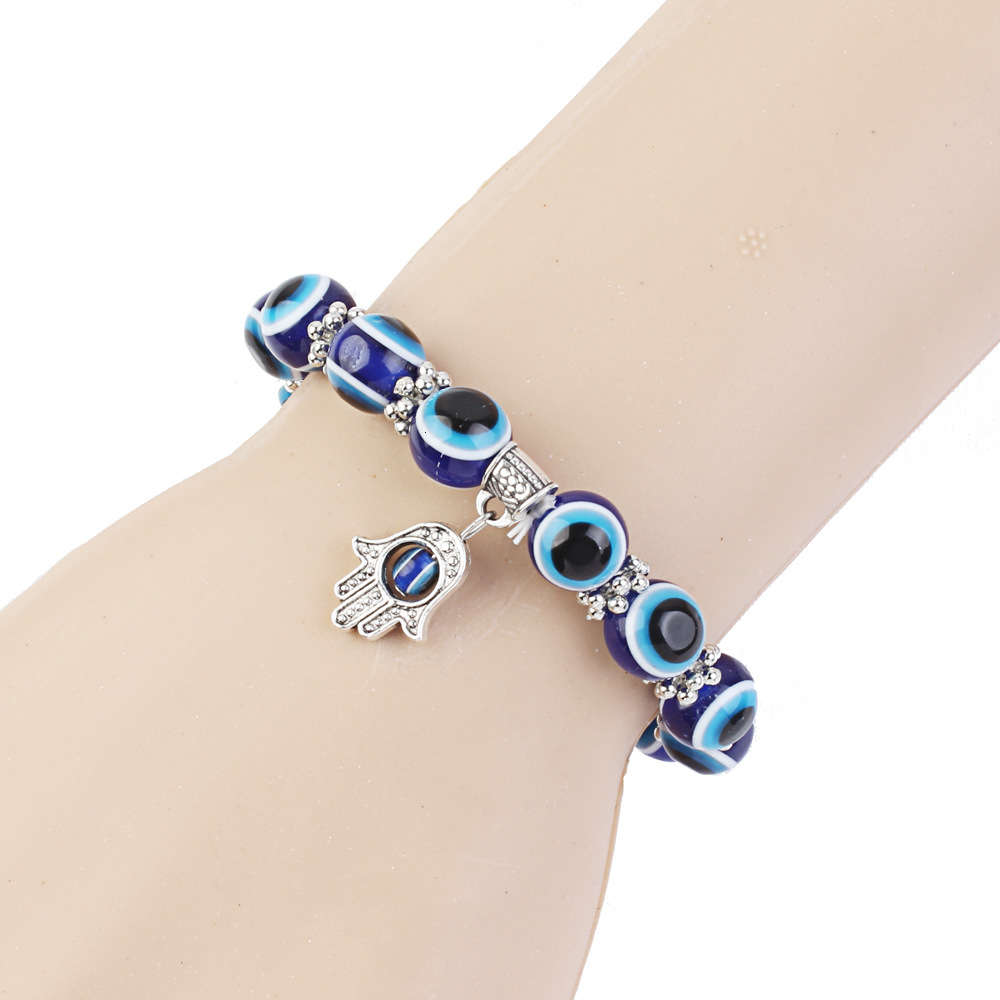 

Hand catenary Blue Eye Bracelet Muslim jewelry Fatima palm devil's eye, Black