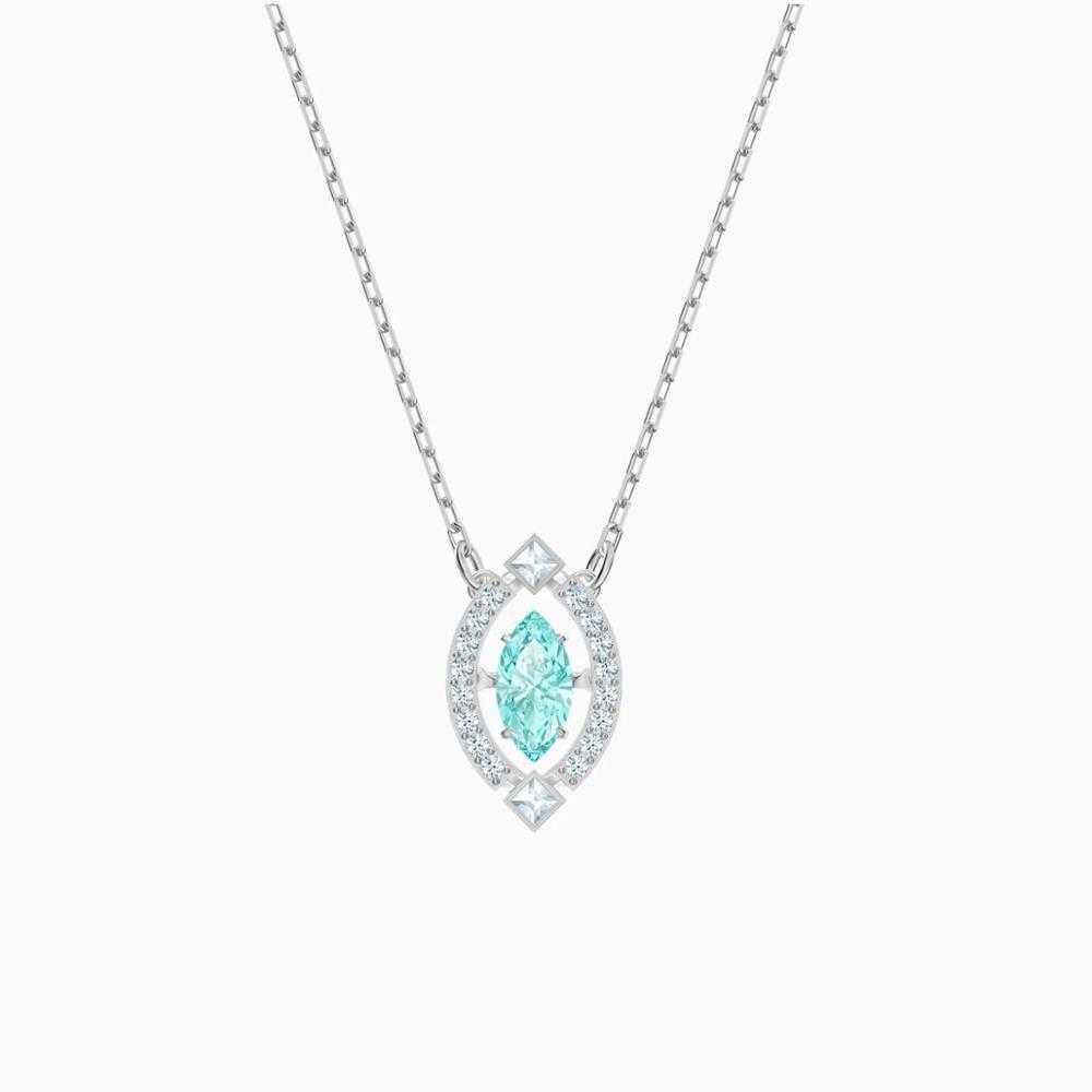 

Jewelry SWA new SPARKLING DANCE necklace shape fresh tone Fashion ice blue platinum gold chain female luxury jewelry gift Q0531