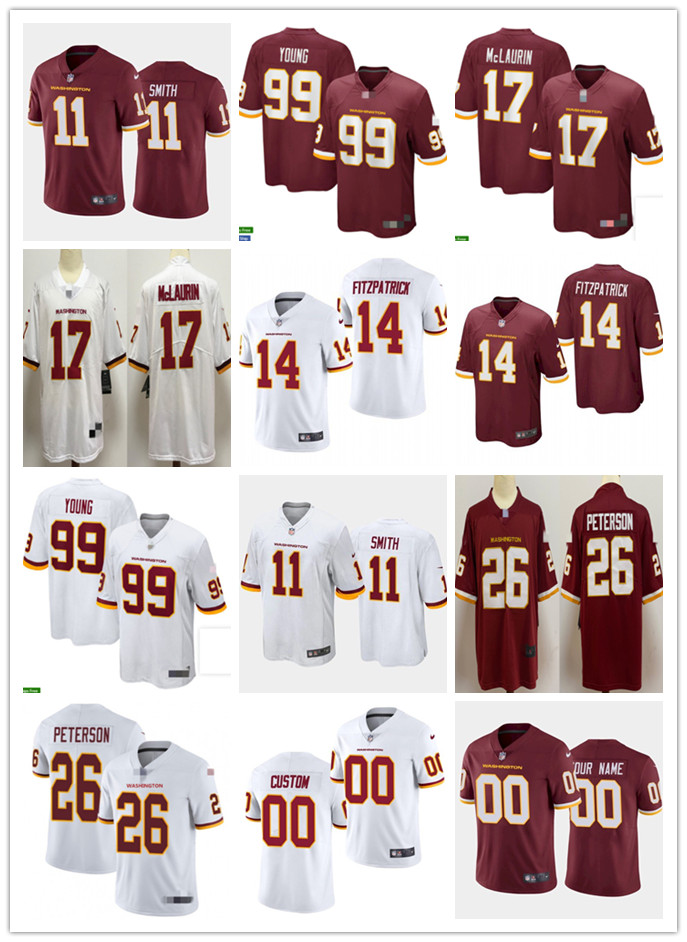 

Men Women WashingtonFootballTeam 99 Chase Young 17 Terry McLaurin 14 Ryan Fitzpatrick 11 Alex Smith custom Football Jersey, Black;red