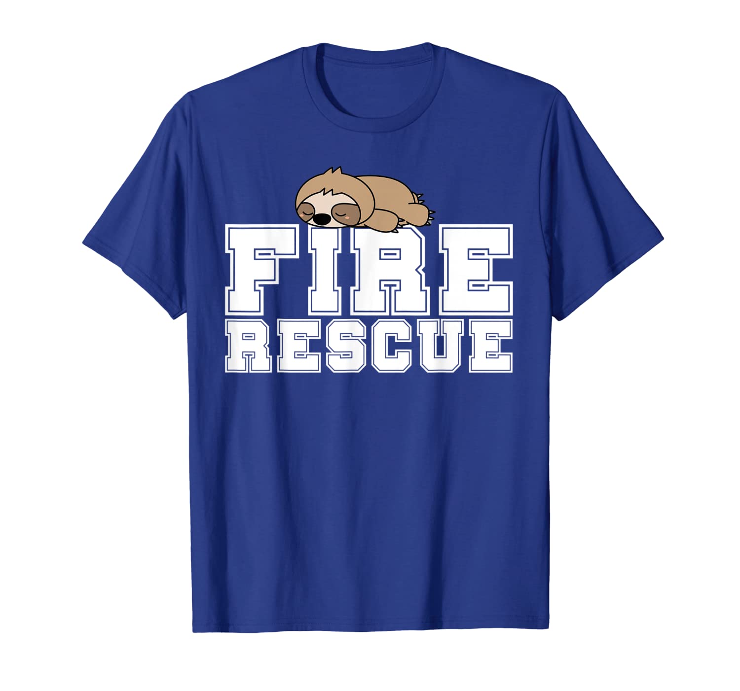 

firefighter t-shirt fire rescue funny sloth gift tee, White;black