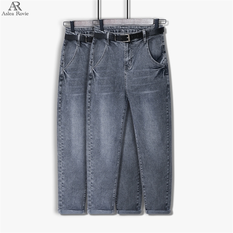 

Jeans For Women High Waist Plus Size Full Length Loose Denim Mom Harem Pants 210708, Gray 16023