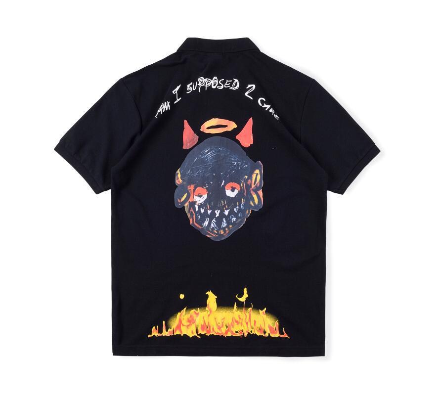 

mens polos revenge xxxtentacion i supposed to care devil angel short sleeve t-shirt high street casual, White;black