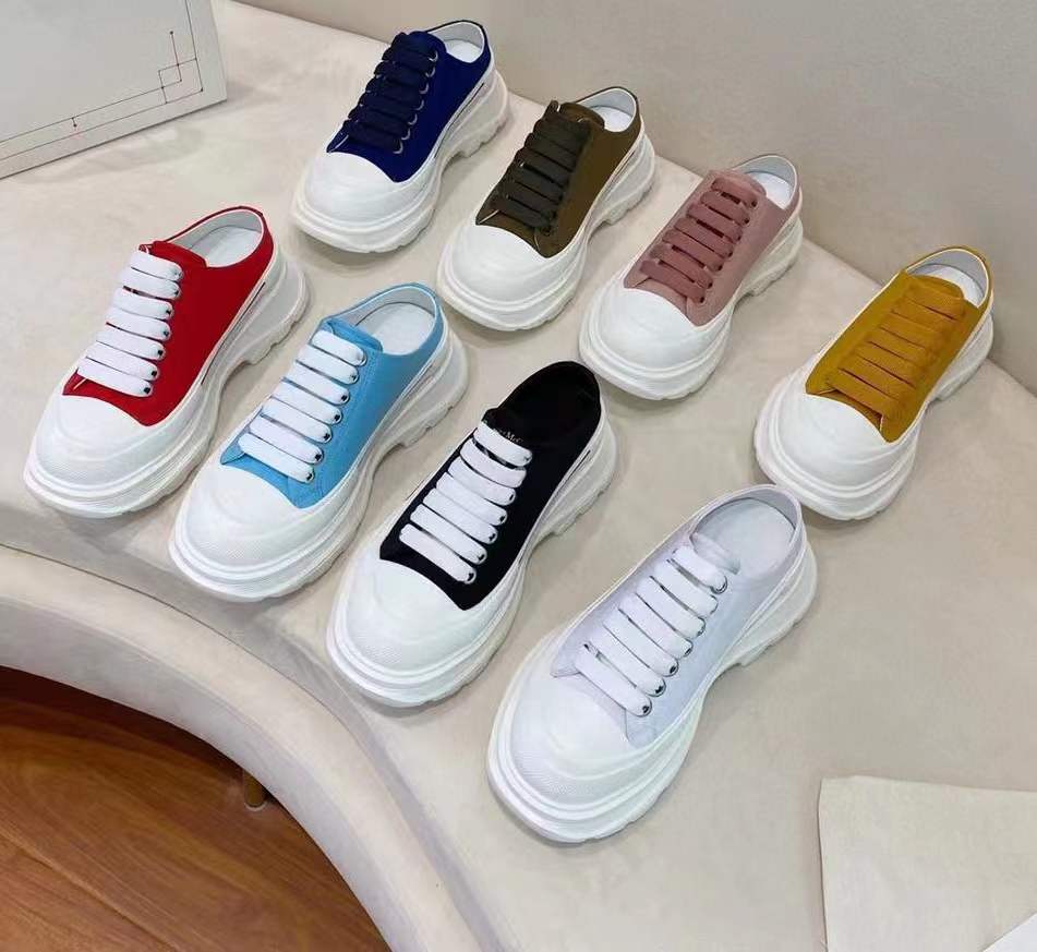 

2022010301Y 40 LACE PLATFORM SHOES canvas daddy CALF SKIN CASUAL FASHION 5cm rubber sole black blue pink khaki white red navy olive