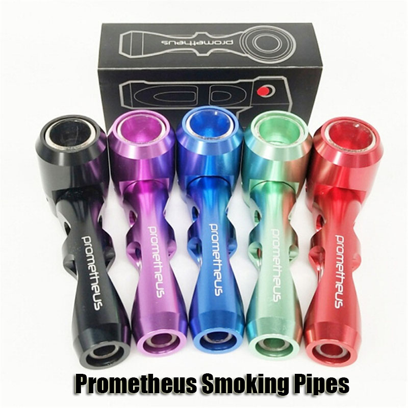 

Prometheus Pocket Metal Smoking Pipes Electronic Cigarette Tobacco Wax Dry Herb Holder Glass Aluminum Pipe 5 Colors