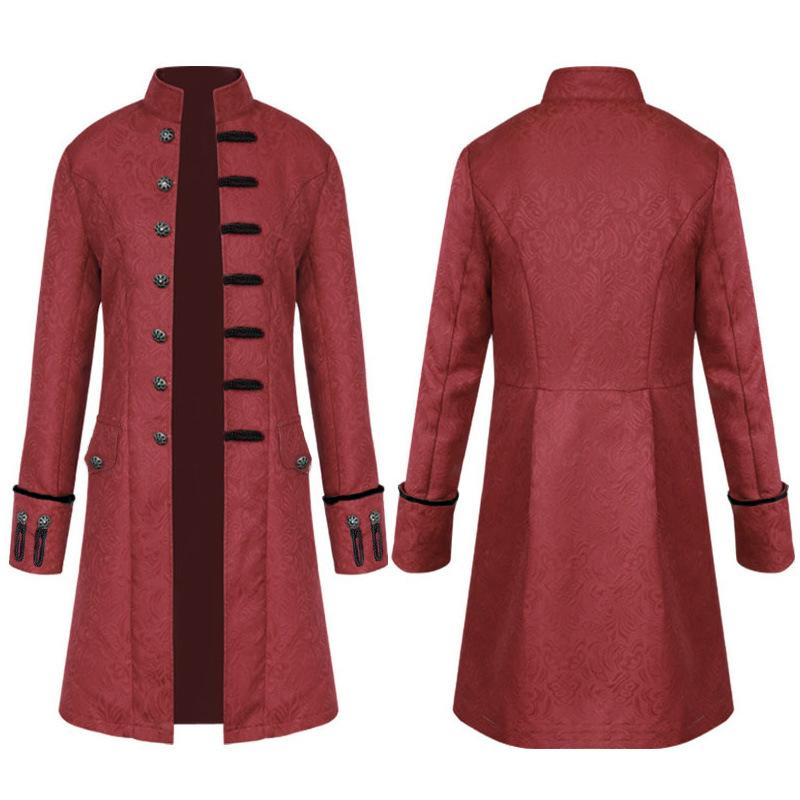 

Men' Coat Medieval Clothing Jacket Windbreaker Long Retro Stand-Up Collar Elegant Ladies' Favorite Wear Most Sold Trench Coats, Color1