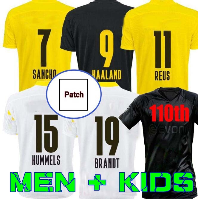 

REUS Dortmund HAALAND 20 21 BRANDT soccer jersey 2020 2021 football shirts BELLINGHAM SANCHO 110TH men + kids maillot de foot Goalkeeper, Gray