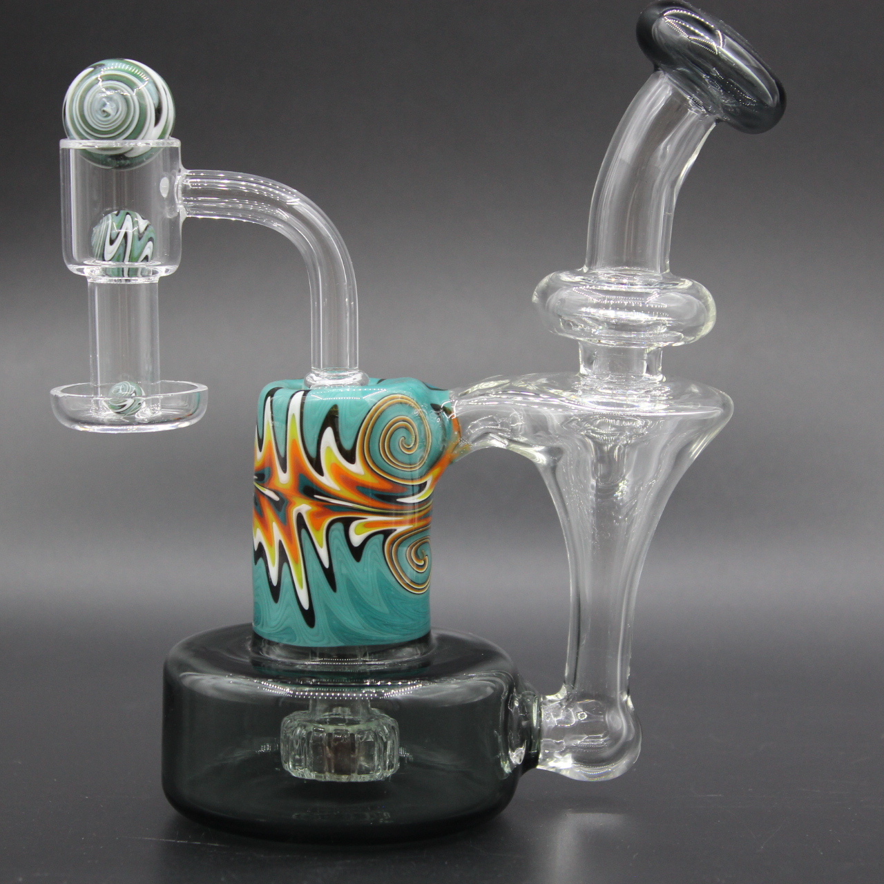 

2021 smoke glass recycler rig pipe 14 MM male joint come with a quartz banger and random cap