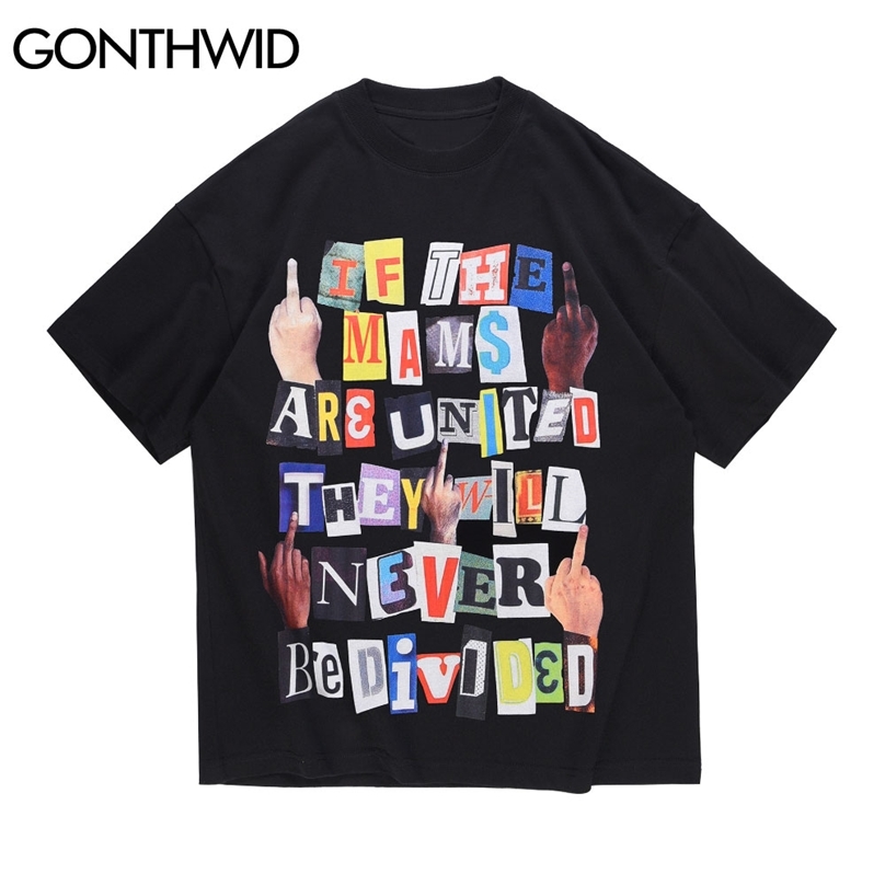 

Short Sleeve Tees Hip Hop Streetwear Men Creative Middle Fingers Letter Print Casual Harajuku Cotton T-Shirts Tops Male 210602, White
