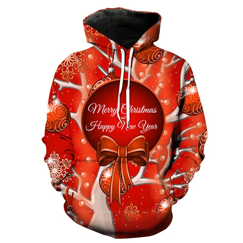 

Christmas balloon pattern men s 3D printing hoodie visual impact party top punk gothic round neck high quality sweater hoodie, Black