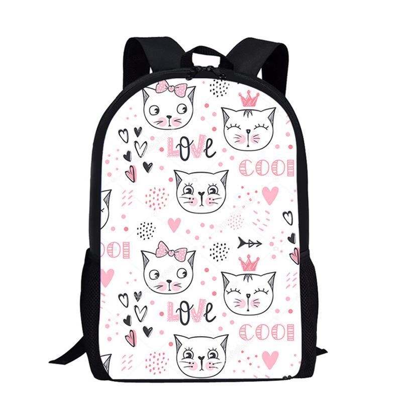 

Cartoon Cat Pattern 16Inch School Backpack Children Schoolbag For Teenager Girls Primary And Senior Student Book Bag Bookbag Bags