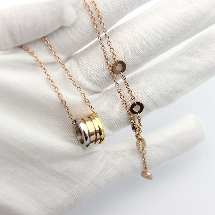 Luxury designer jewelry Pendants Necklaces women men Rose Gold/Silver B letter Intertone spring Necklace Titanium Stainless Steel Chain gift-image-732999997