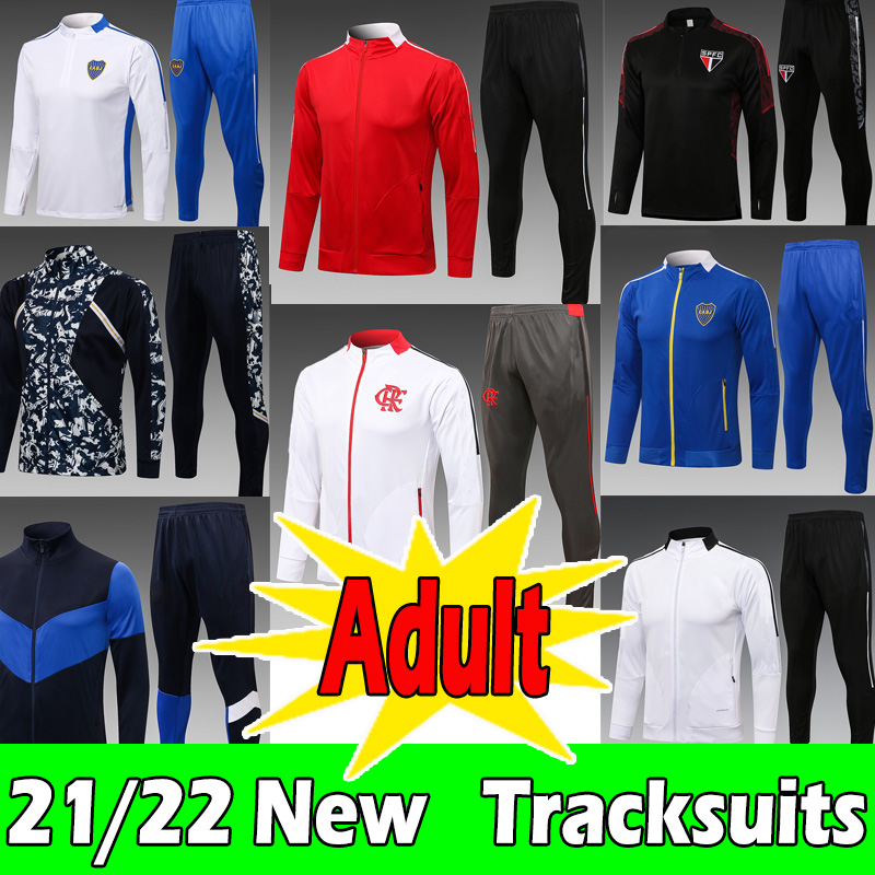

21/22 Italy soccer tracksuit boca Sao Paulo flamengo tracksuits jersey football training suit kit futbol Adult Hommes jacket Long sleeves Su, Black