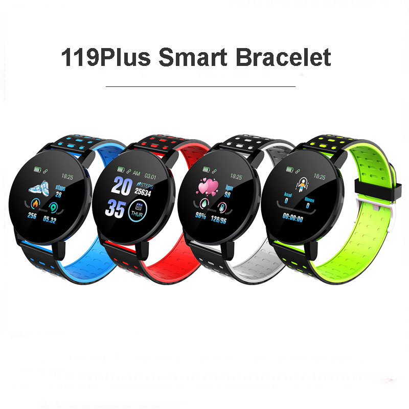 

119 Plus Smart Watch Bracelet Wristband Heart Rate Blood Pressure Fitness Tracker IP67 Waterproof LCD Color Screen Sports Smartband For iOS Android Cell Phone