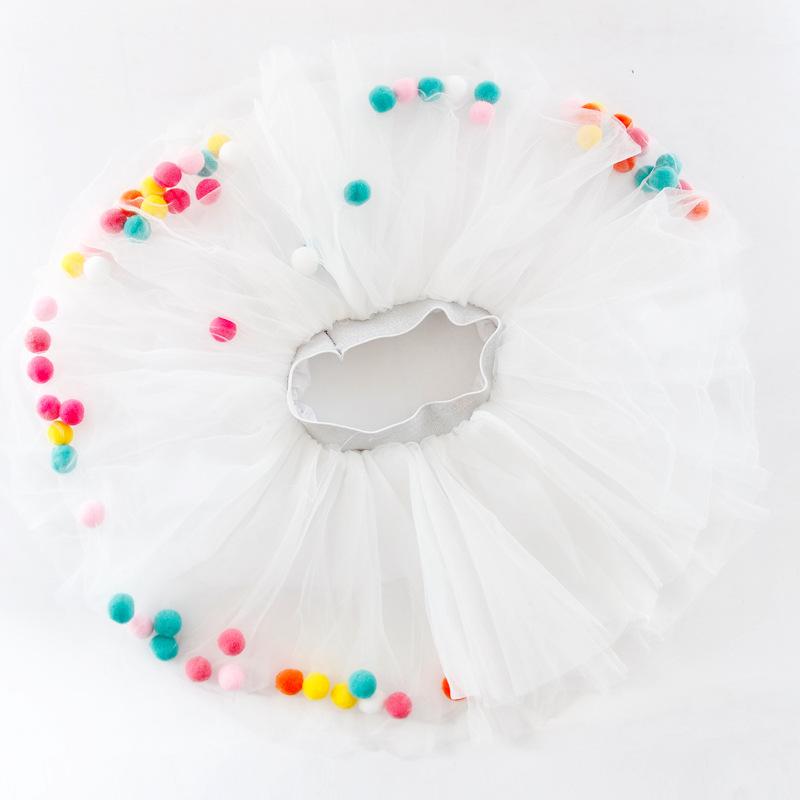 

Skirts 2021 Summer Baby Multilayer Tulle Tutu Skirt Colorful Pom Princess Mini Dress Children Clothing Pettiskirt Girl Clothes, White