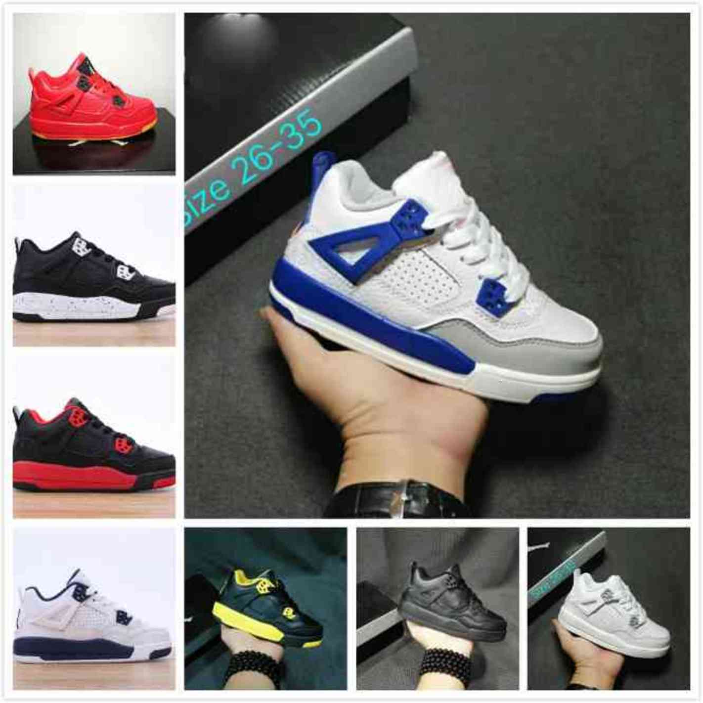 

Kids Jumpman IV Shoes Collection Children Outdoor sports Black Cat Oreo White Bred Thunder Boy Girls 4 Athletic Sneaker