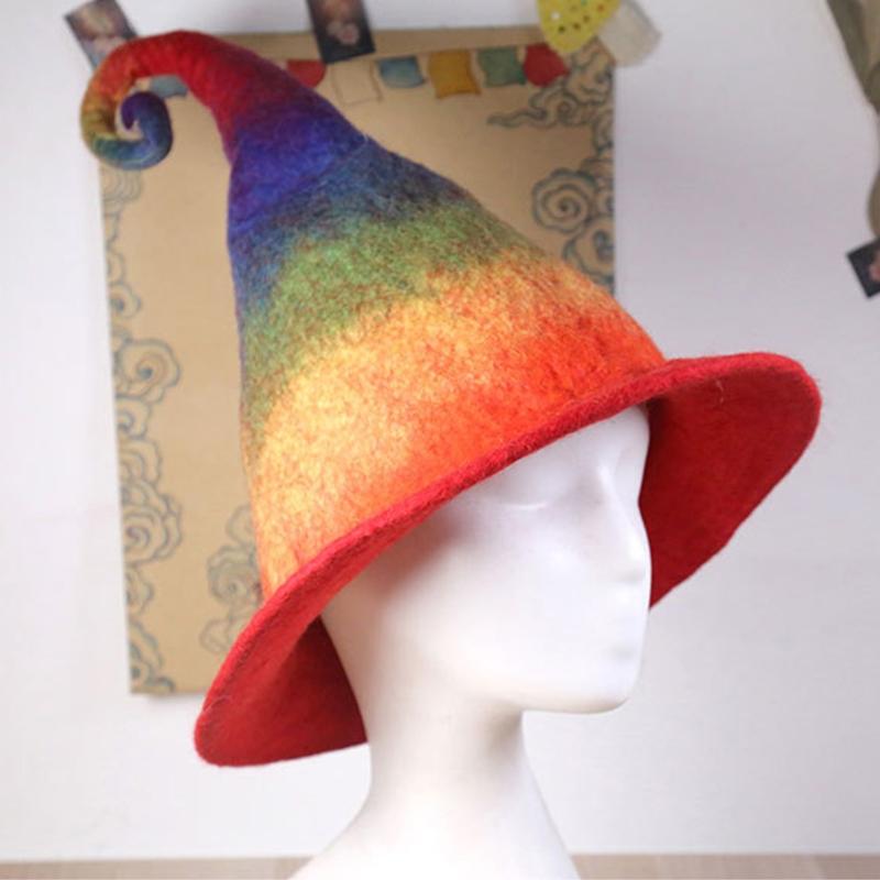 

Berets Fashion Rainbow Wizard Hat Steeple Witch Wool Halloween Modern Gifts, Blue;gray